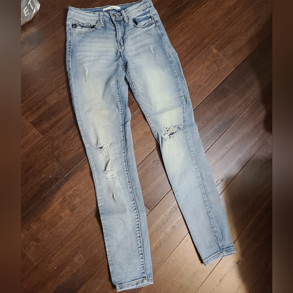 Kancan High Waisted Skinny Jeans Super Stretchy Light Wash